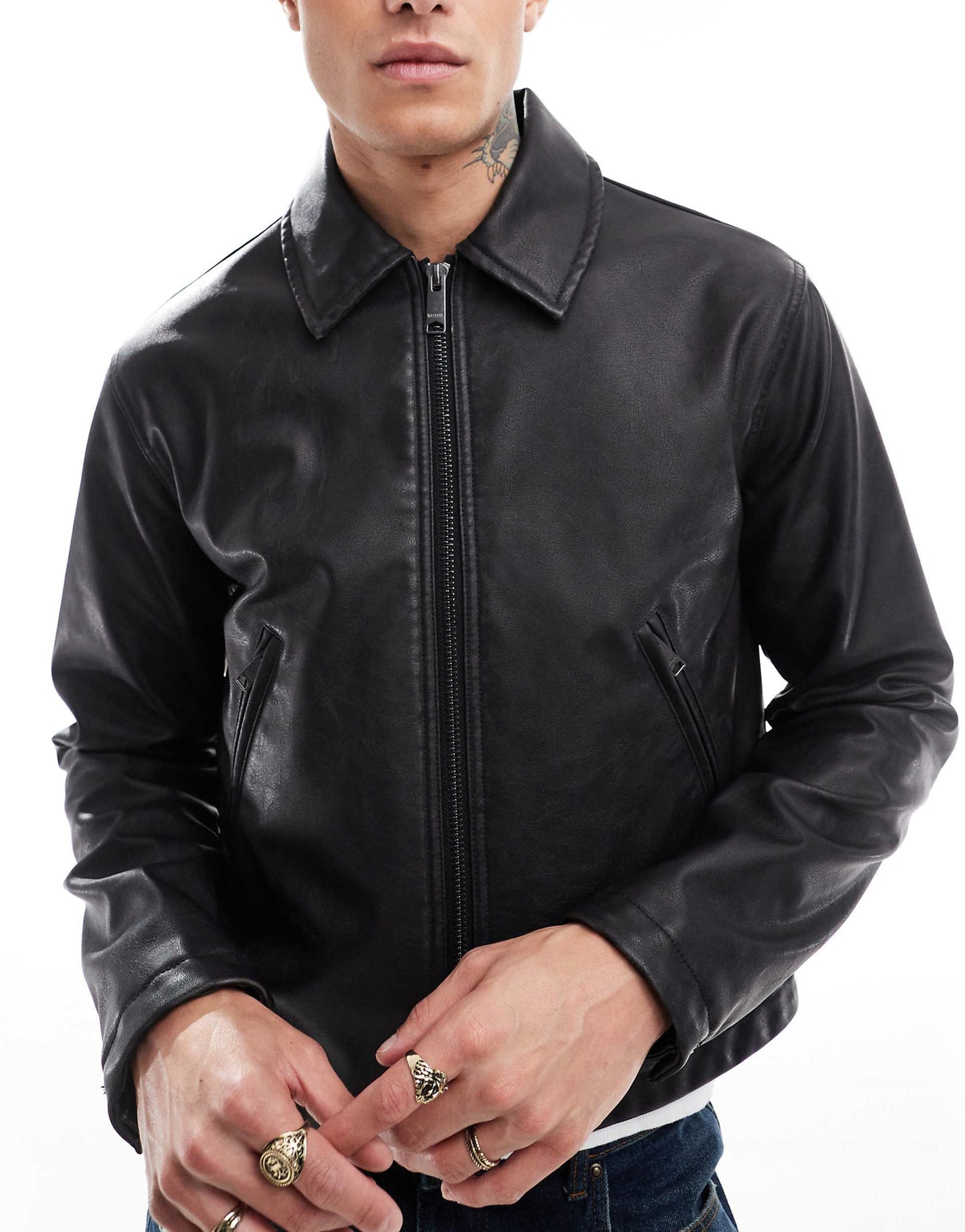 Denzel Faux Leather Shrunken Jacket