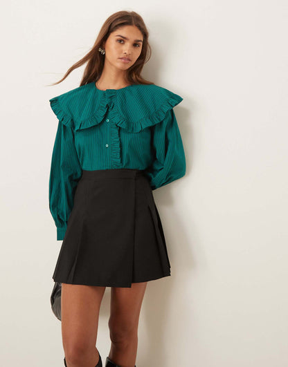 Shirt With Oversized Frill Collar