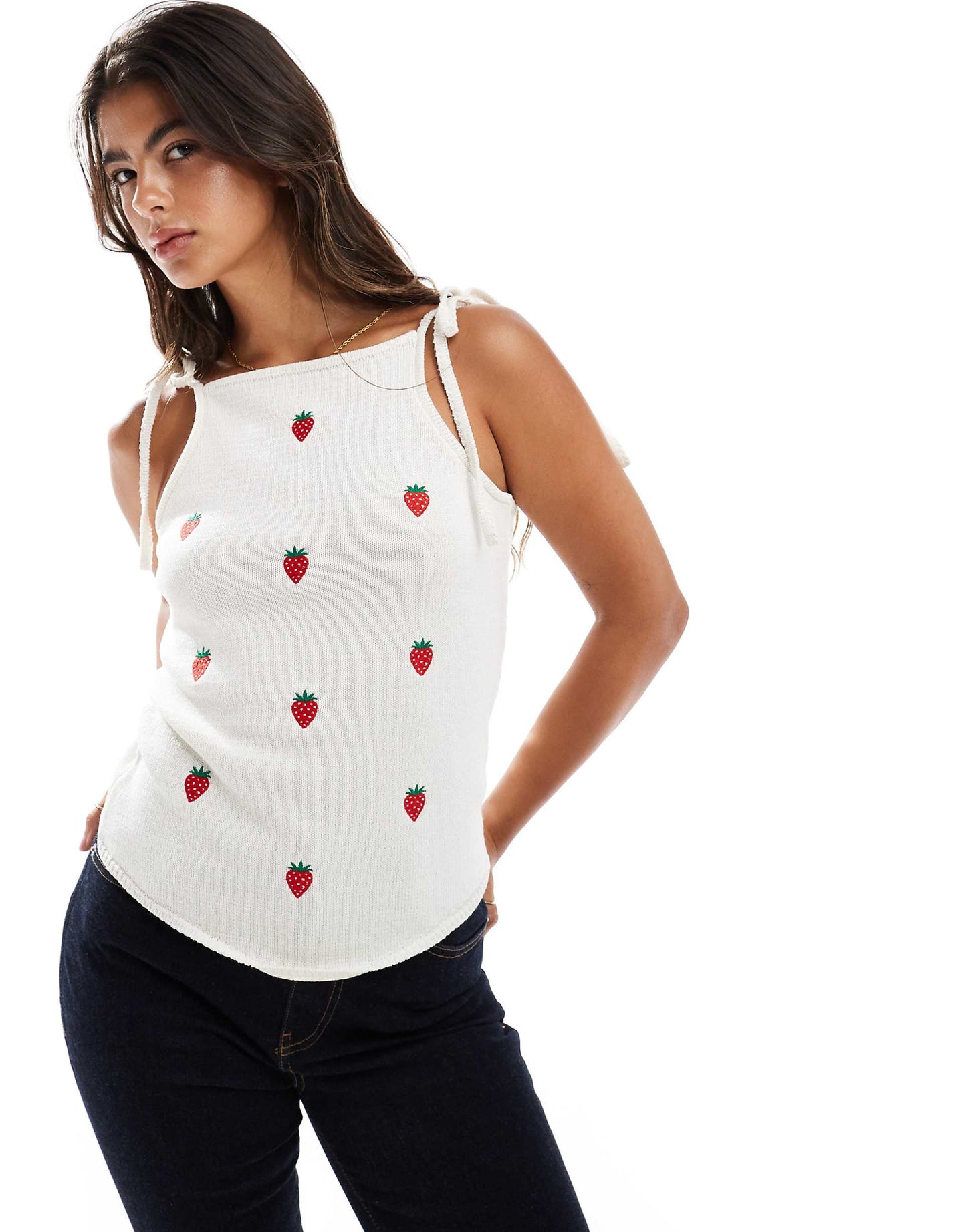 Fruit Embriodered Hanky Halter Top