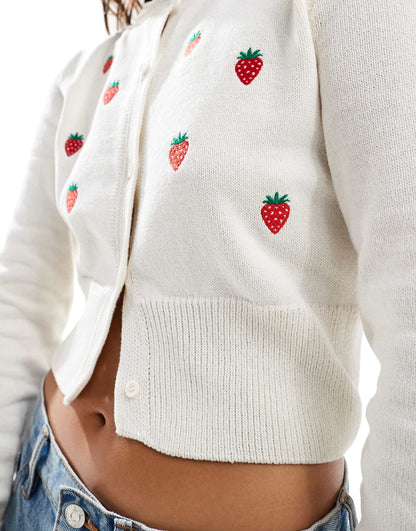 Embriodered Strawberry Cardigan