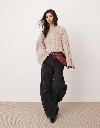 Chunky Cable Knitted Oversized Jumper