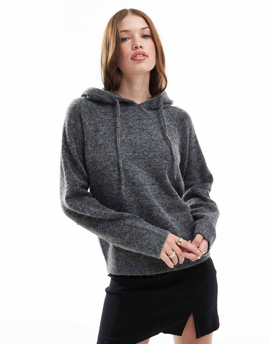 Knitted Fluffy Hoody Jumper