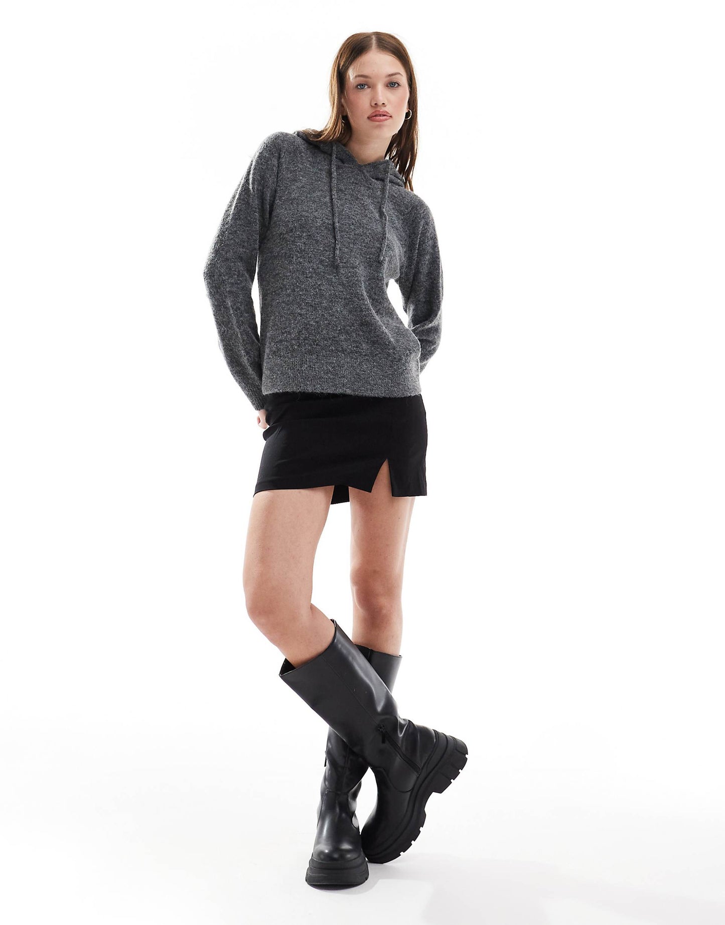Knitted Fluffy Hoody Jumper