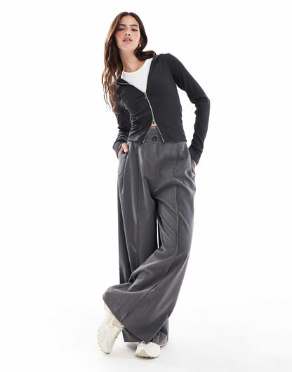 Two Way Zip Hooded Long Sleeve Top