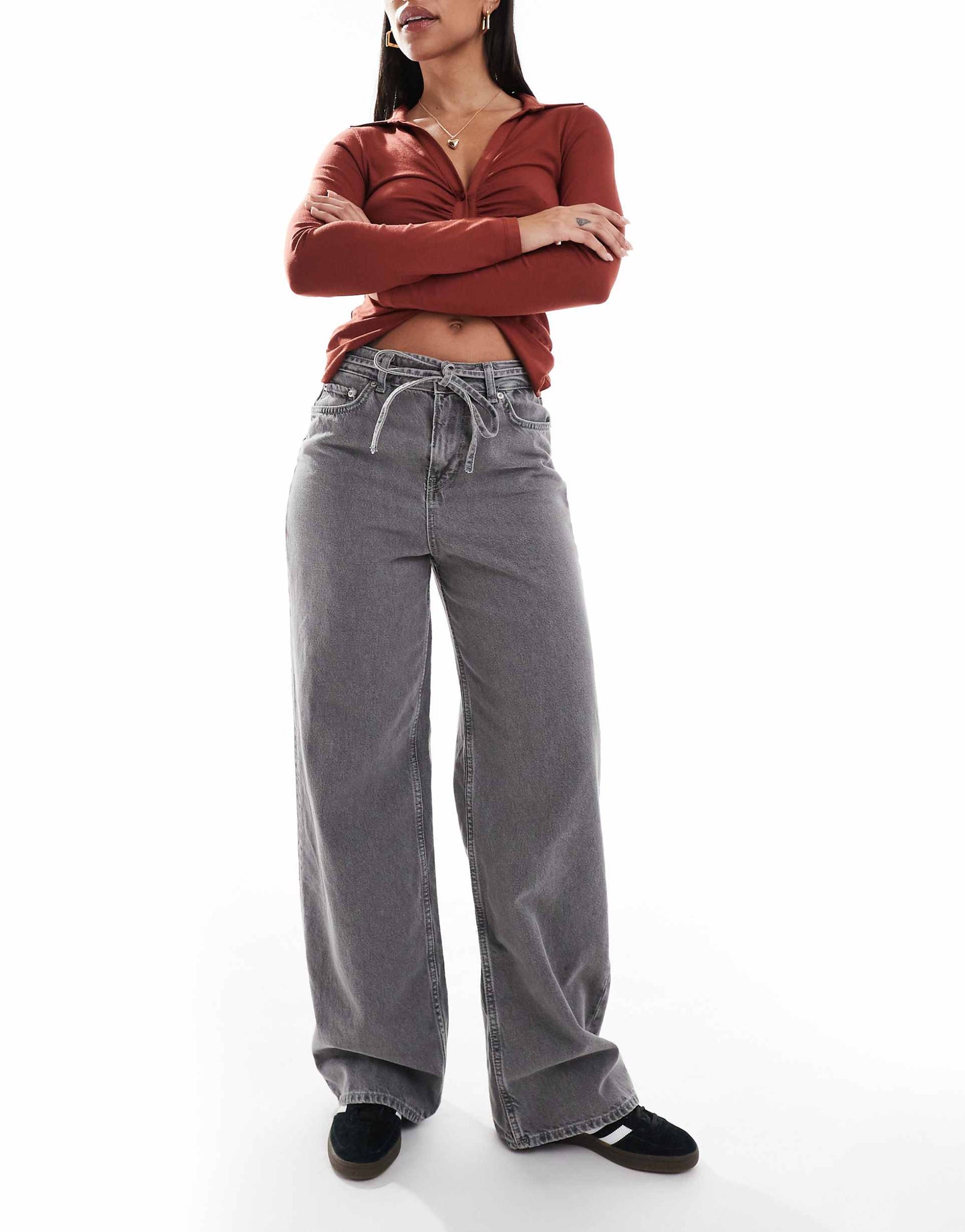 Eda Baggy Fit Jeans With Tie Front