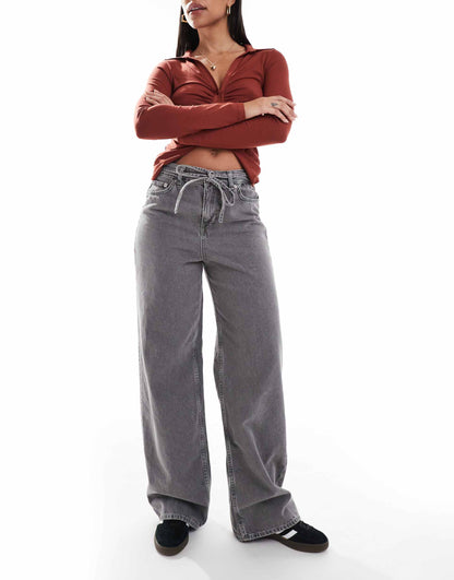 Eda Baggy Fit Jeans With Tie Front