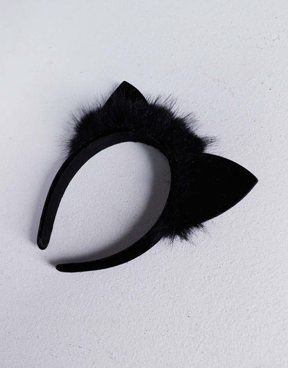 Headband With Cat Ears And Faux Fur