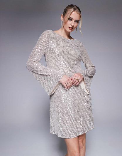 Tall Cowl Back Sequin Mini Dress