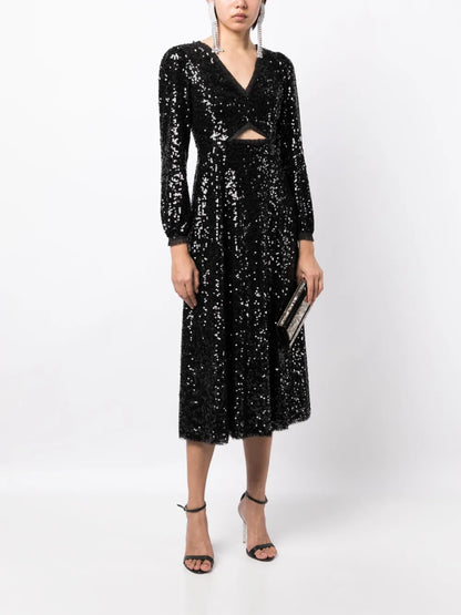Elara Sequin-Embellished Midi Dress