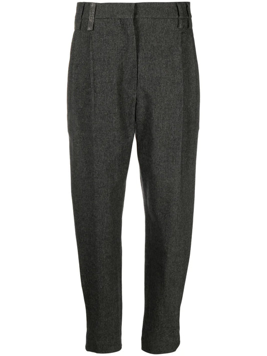 Monili-Embellished Tapered Trousers
