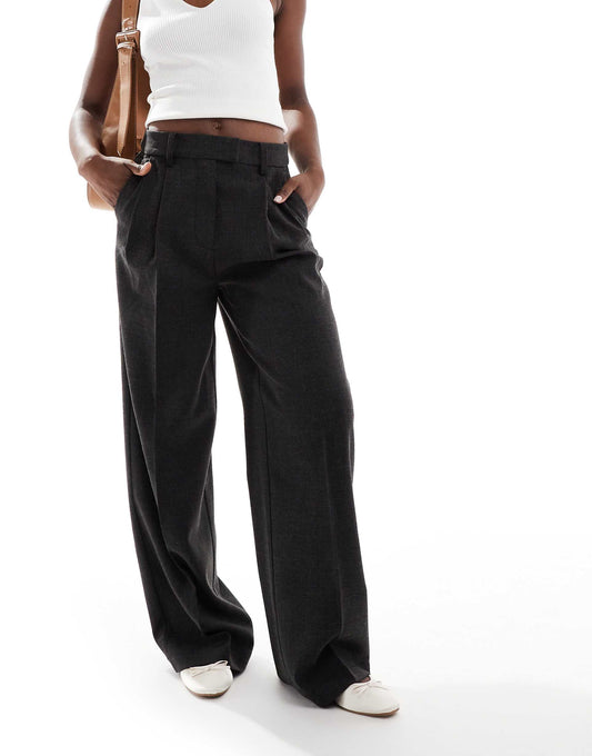 Tailored Wide Leg Trousers With Military Tab