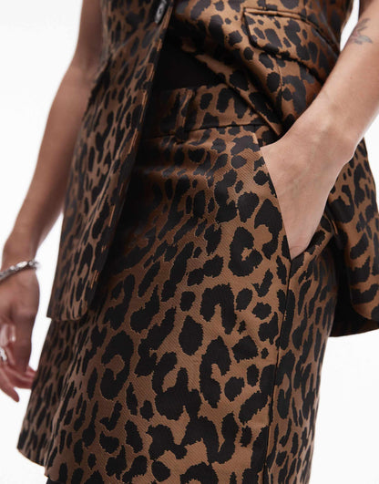 Jacquard Leopard Pelmet Mini Skirt