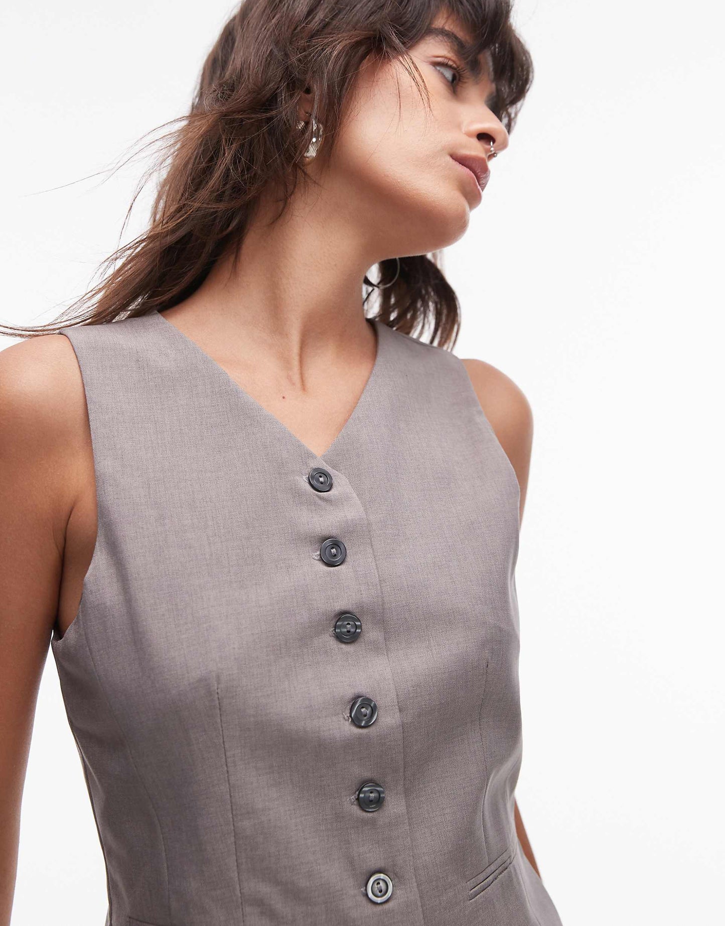 Co Ord High Button Up Tailored Waistcoat