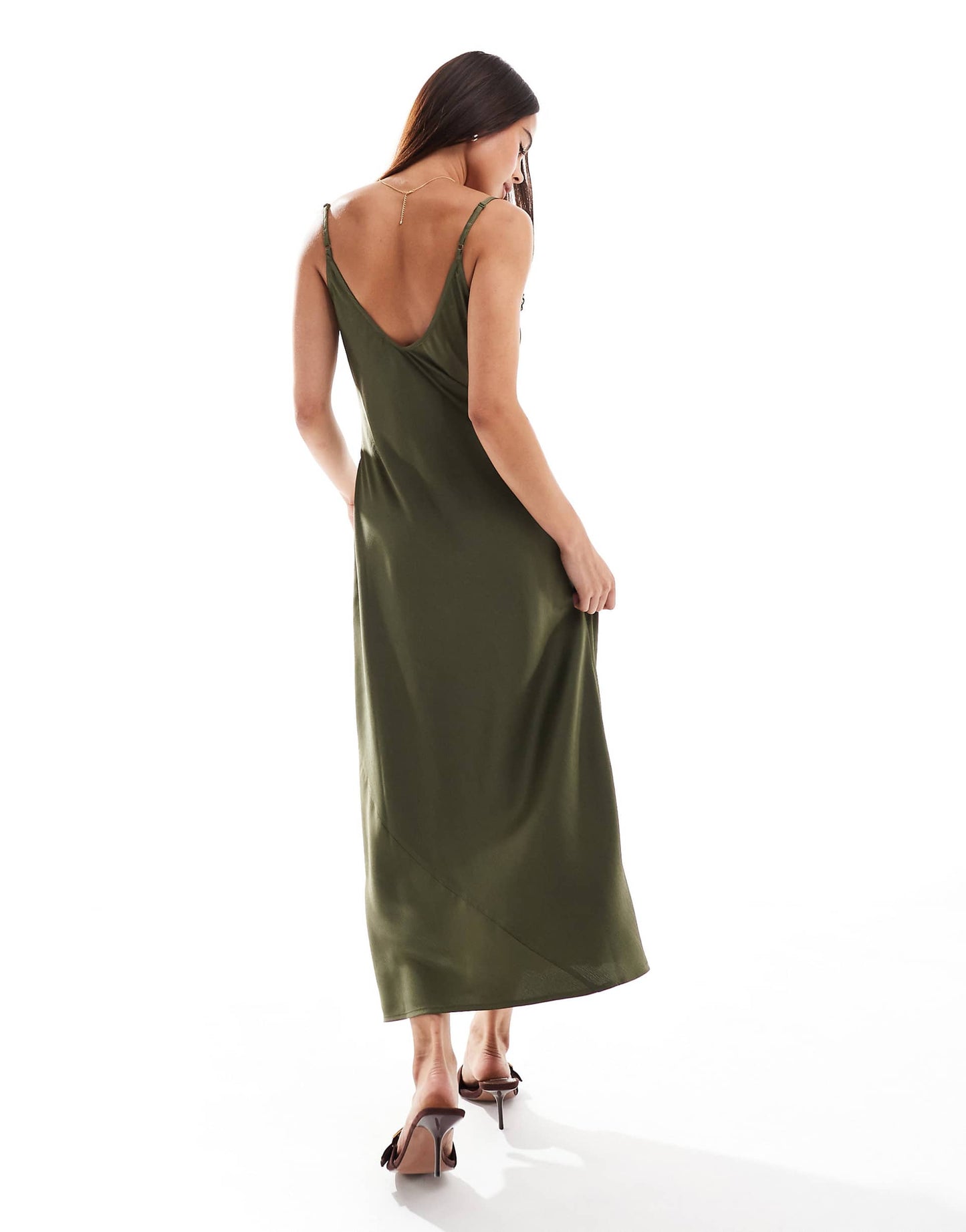 Lace Trim Midi Cami Slip Dress