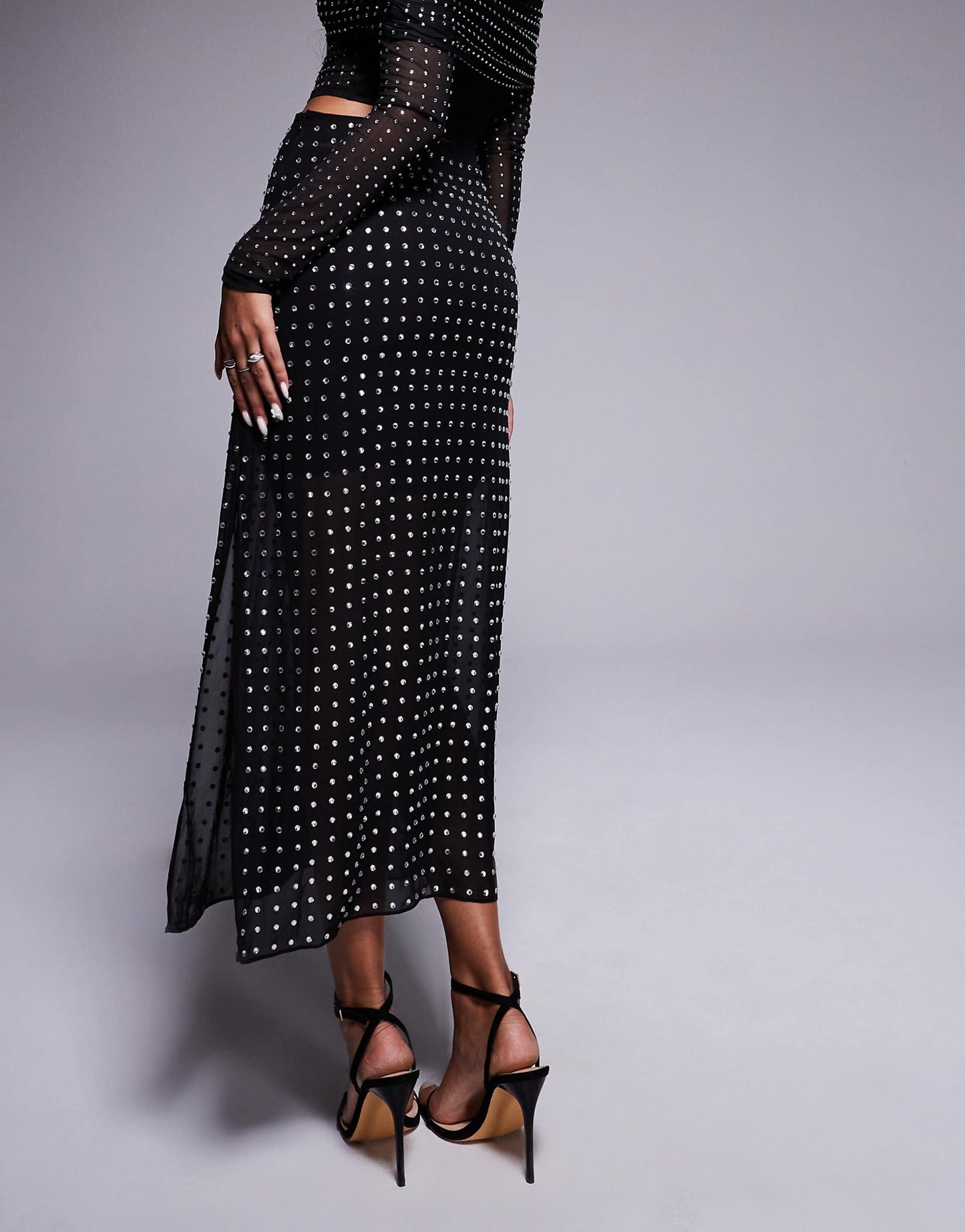 Sheer Hotfix Maxi Skirt