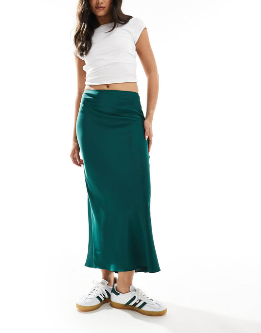 Satin Bias Midi Skirt