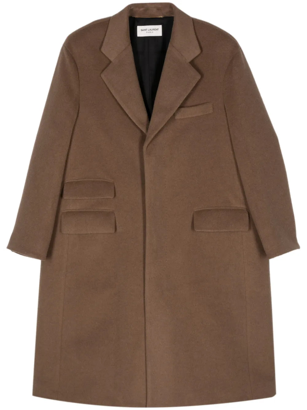 Single-Breasted Wool Long Coat