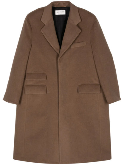 Single-Breasted Wool Long Coat