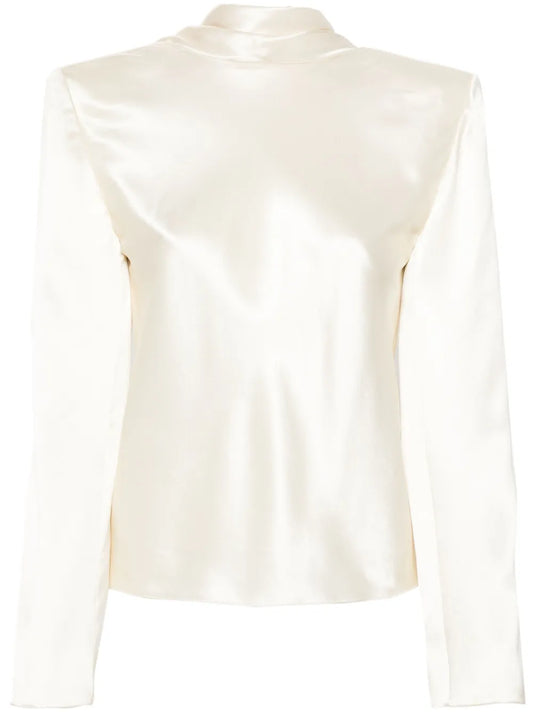 Cowl-Back Silk Blouse