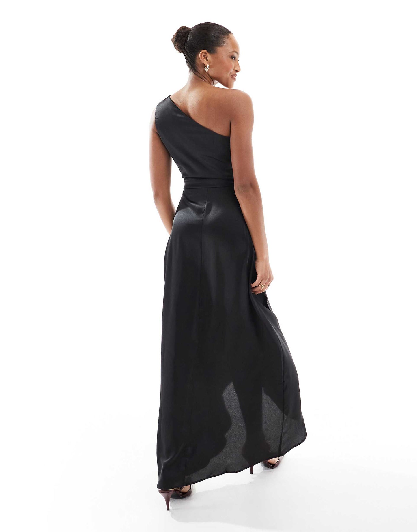 Bridesmaid One Shoulder Satin Maxi Dress