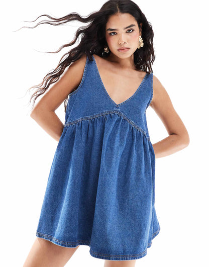 Denim Trapeze Mini Dress