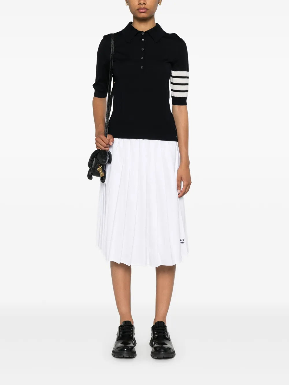 Fine-Knit Polo Top