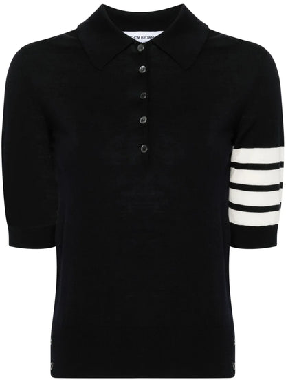 Fine-Knit Polo Top