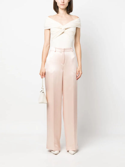 Wide-Leg Silk Trousers