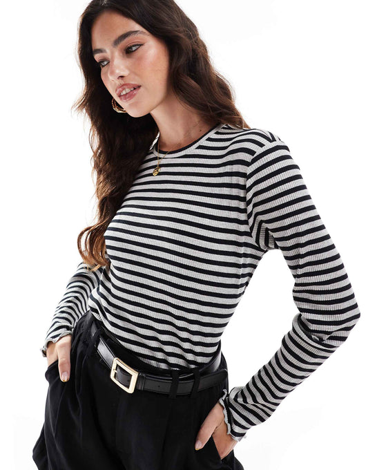 Lettuce Edge Long Sleeved Ribbed Top