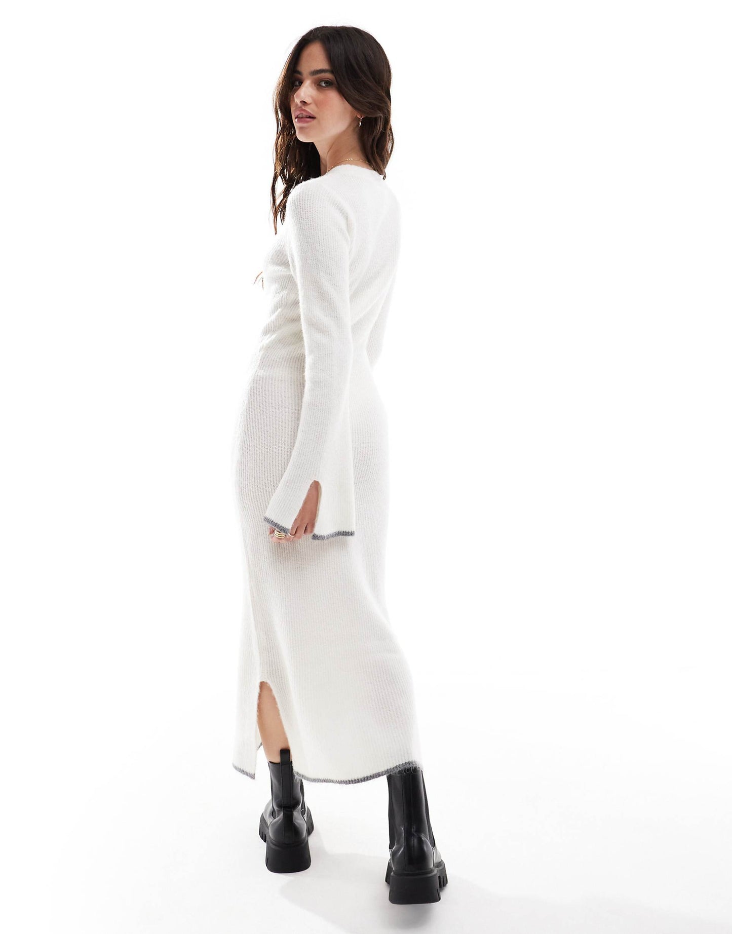 Super Soft Knitted Midi Dress With Contrast Edge