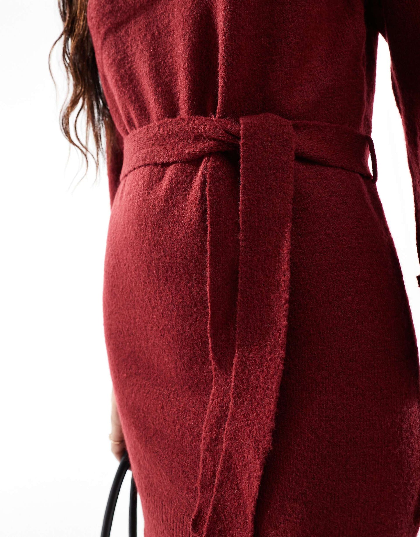 Roll Neck Mini Jumper Dress With Tie Waist
