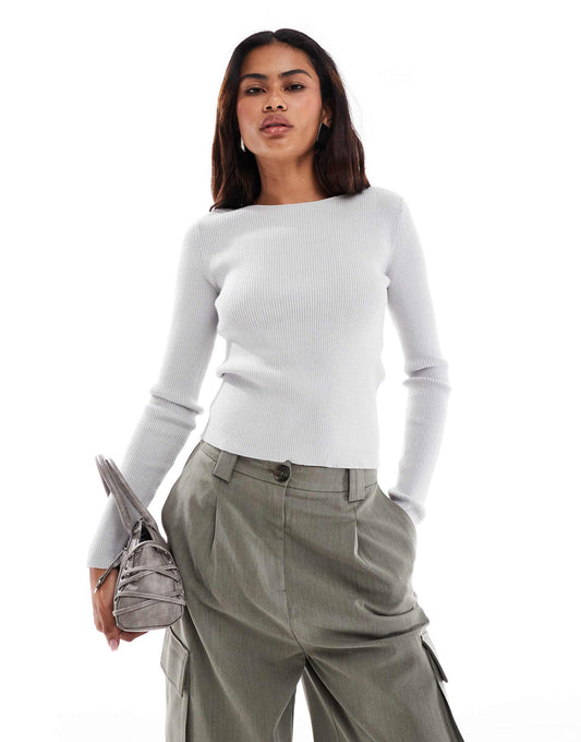 Corpcore Open Lace Up Back Ribbed Top