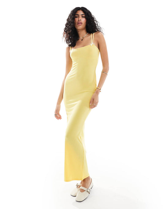 Strappy Maxi Dress With Contrast Picot Trim