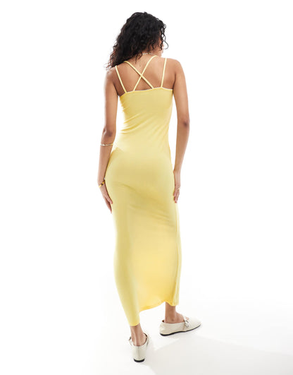 Strappy Maxi Dress With Contrast Picot Trim