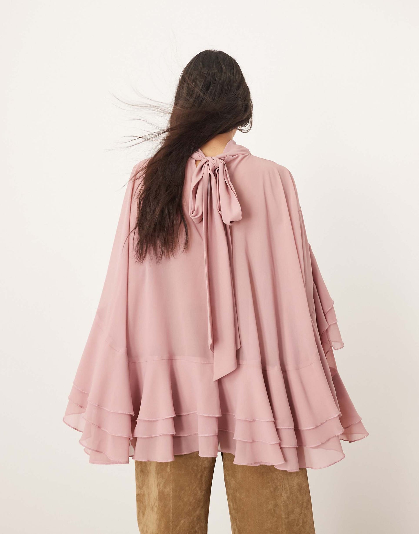 Chiffon High Neck Ultimate Ruffle Blouse