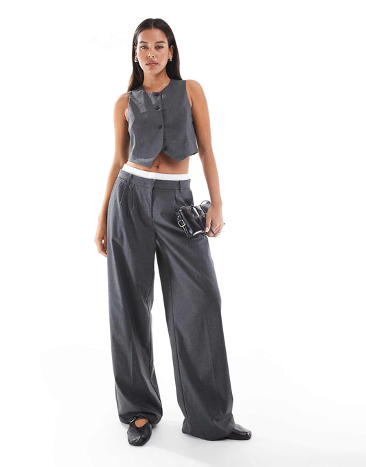 Wide Leg Boxer Detail Trouser Co-Ord