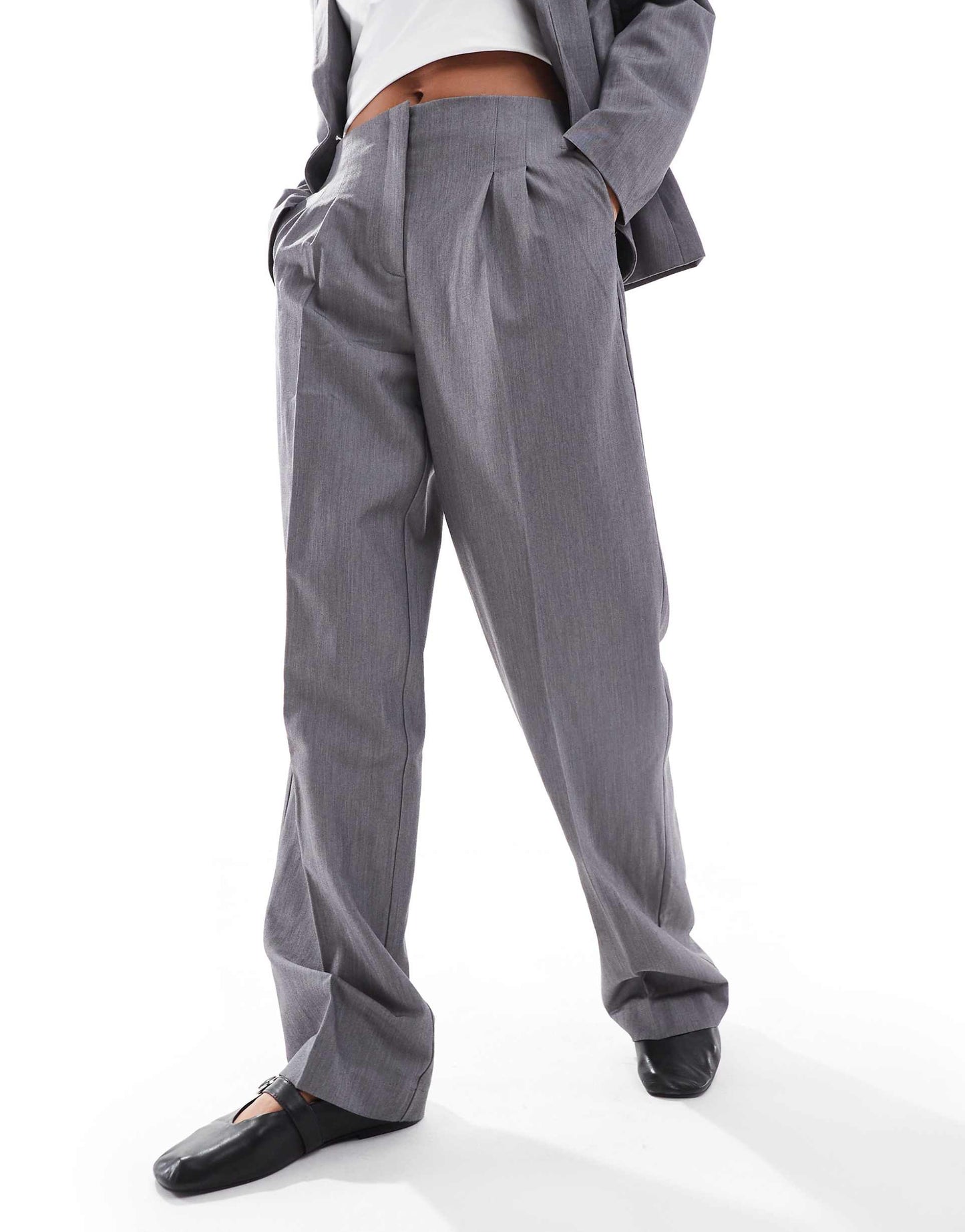 Tailored Cinched Waist Blazer And Straight Leg Trouser Set