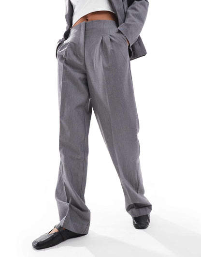 Tailored Cinched Waist Blazer And Straight Leg Trouser Set