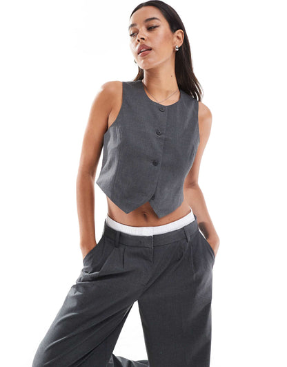 Short Waistcoat And Wide Leg Boxer Detail Trouser Set