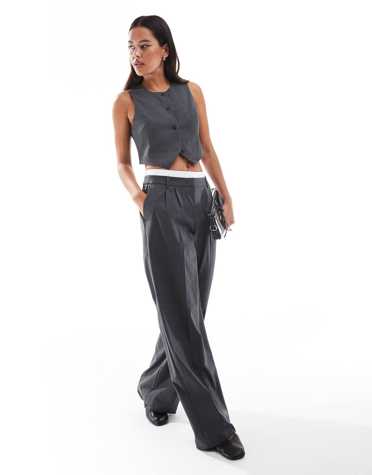 Short Waistcoat And Wide Leg Boxer Detail Trouser Set