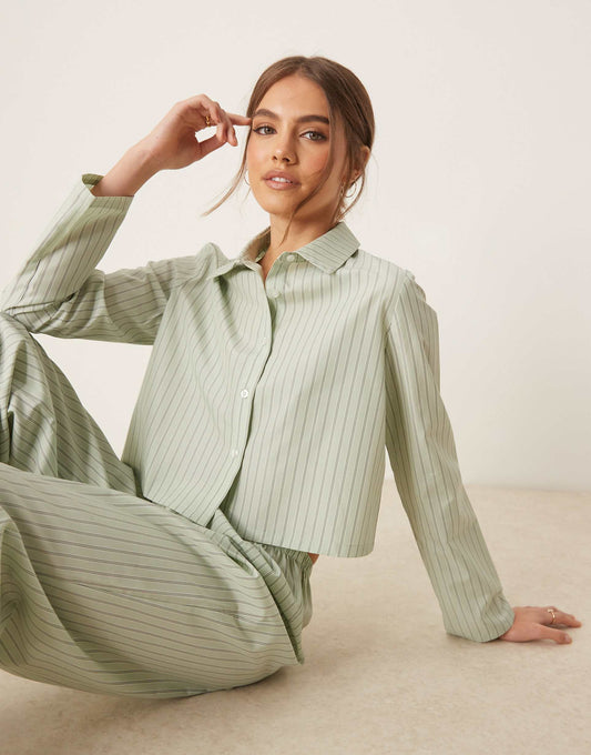 Oversized Long Sleeve Revere And Trouser Pyjama Set