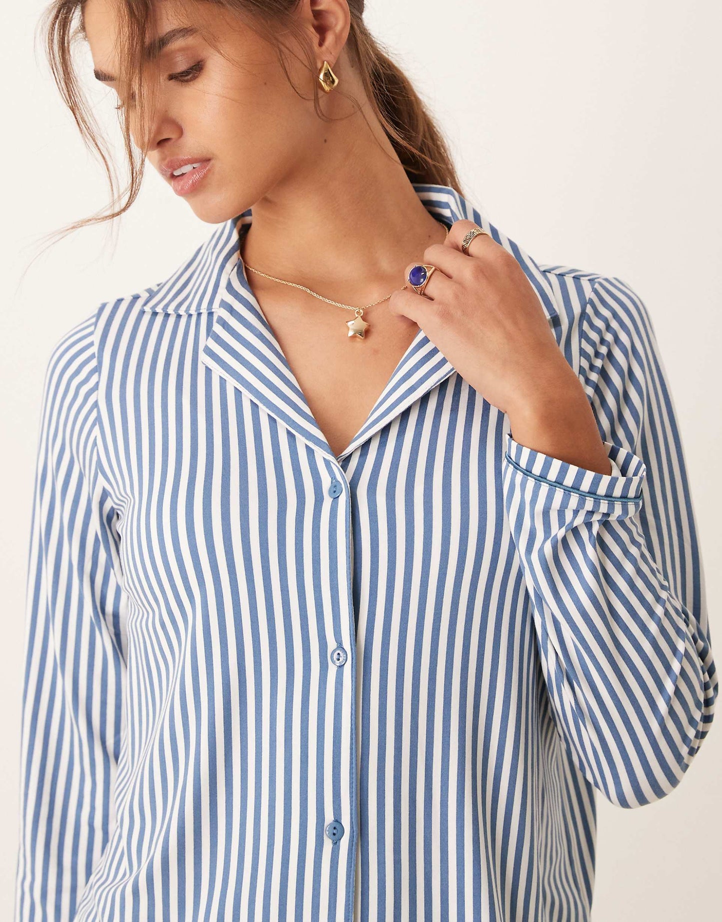 Long Sleeve Revere And Trouser Pyjama Set