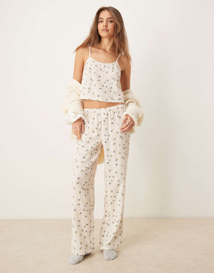 Cheesecloth Mini Cami And Boxer Trouser Pyjama Set