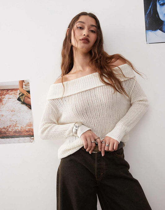 Lori Off Shoulder Lightweight Knit Jumper