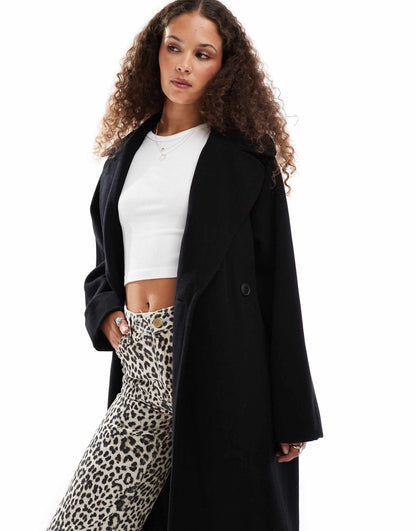 Kia Wool Blend Oversized Coat With Tie Waist Detail