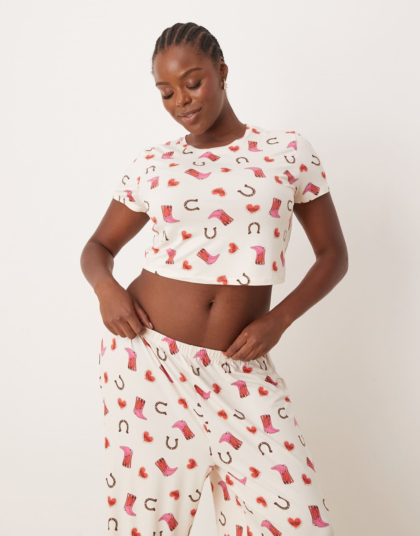 Curve Poly T-Shirt And Trouser Pyjama Set