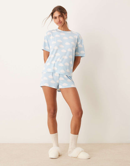 Poly Short  Sleeve T Shirt And Short Pyjama Set