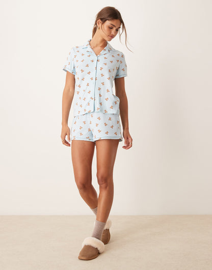 Short Sleeve Revere And Short Pyjama Set