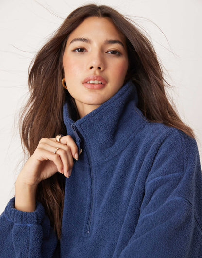 Lounge Microfleece Zip Collar Sweat