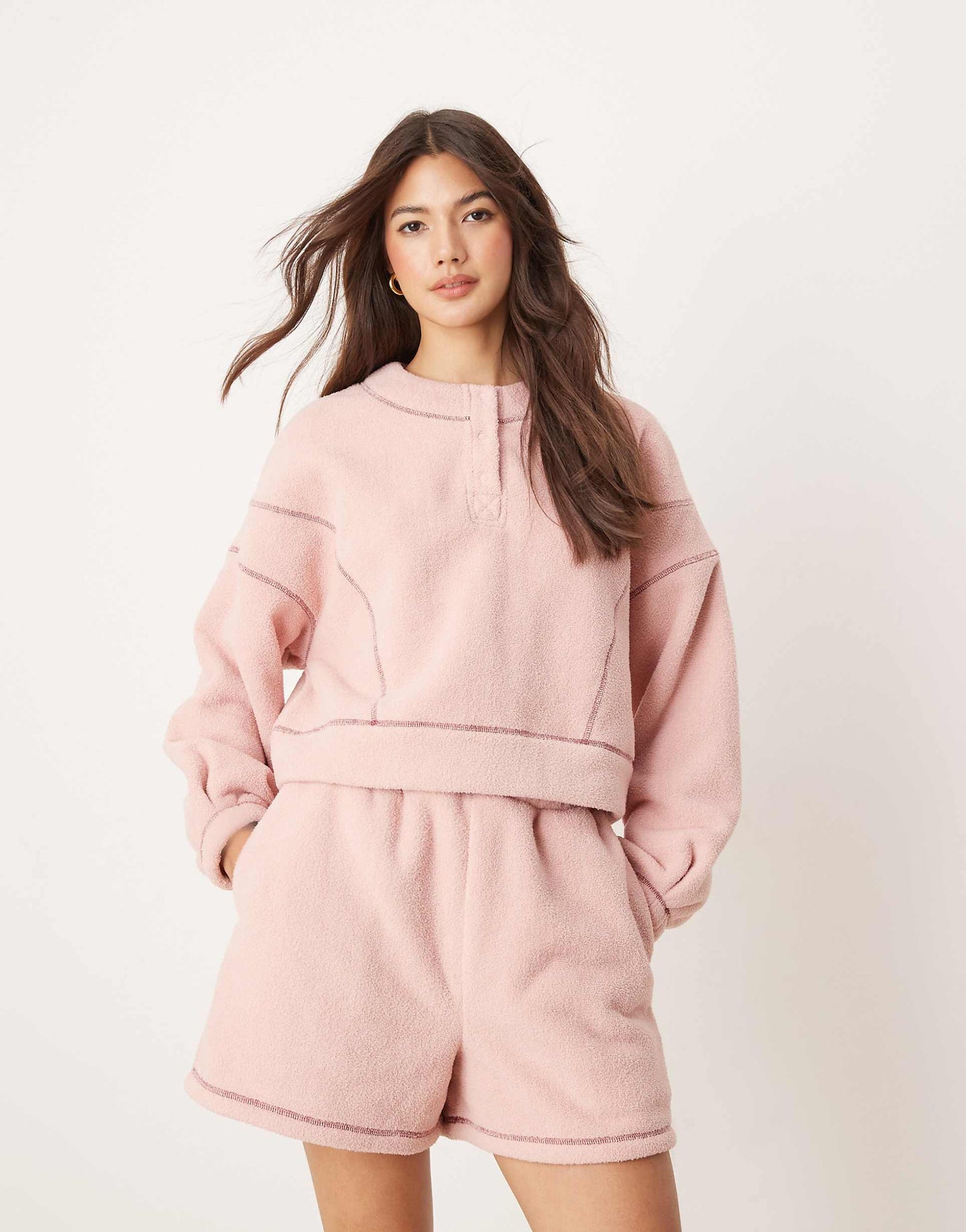 Lounge Microfleece Crew Neck Sweat & Short Set